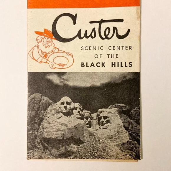 Vintage Custer Scenic Center of Black Hills South Dakota Travel Brochure Map - Picture 2 of 12
